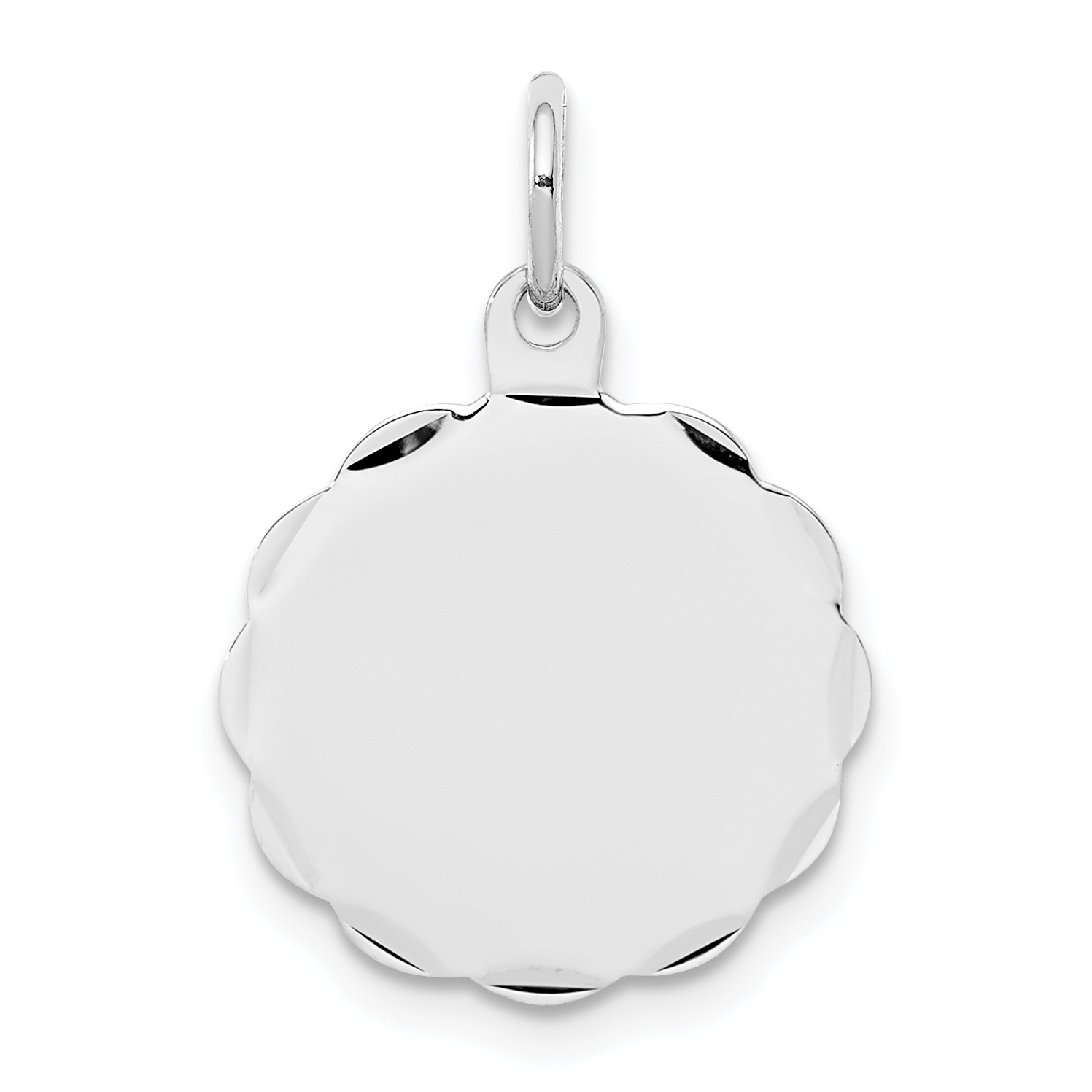 Sterling Silver Rh-plt Engraveable Polished Front/Satin Back Disc Charm (QM409/18)
