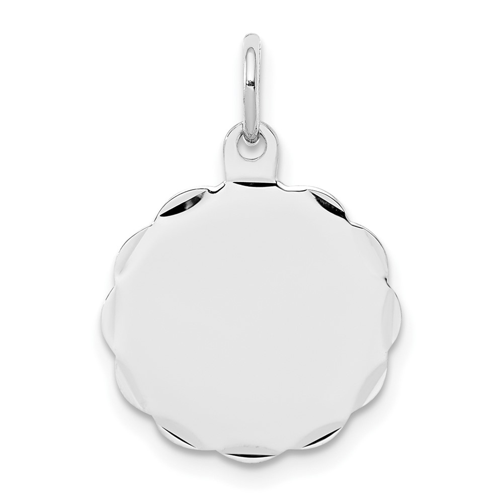 Sterling Silver Rh-plt Engraveable Polished Front/Satin Back Disc Charm (QM409/18)