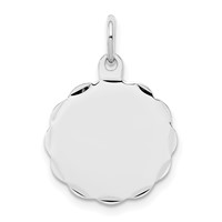 Sterling Silver Rh-plt Engraveable Polished Front Satin Back Disc Charm view 1