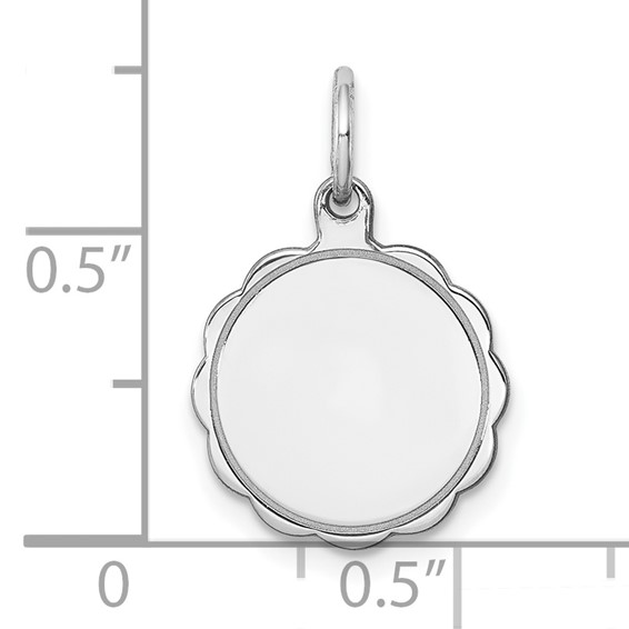 Sterling Silver Rh-plt Engraveable Polished Front/Satin Back Disc Charm