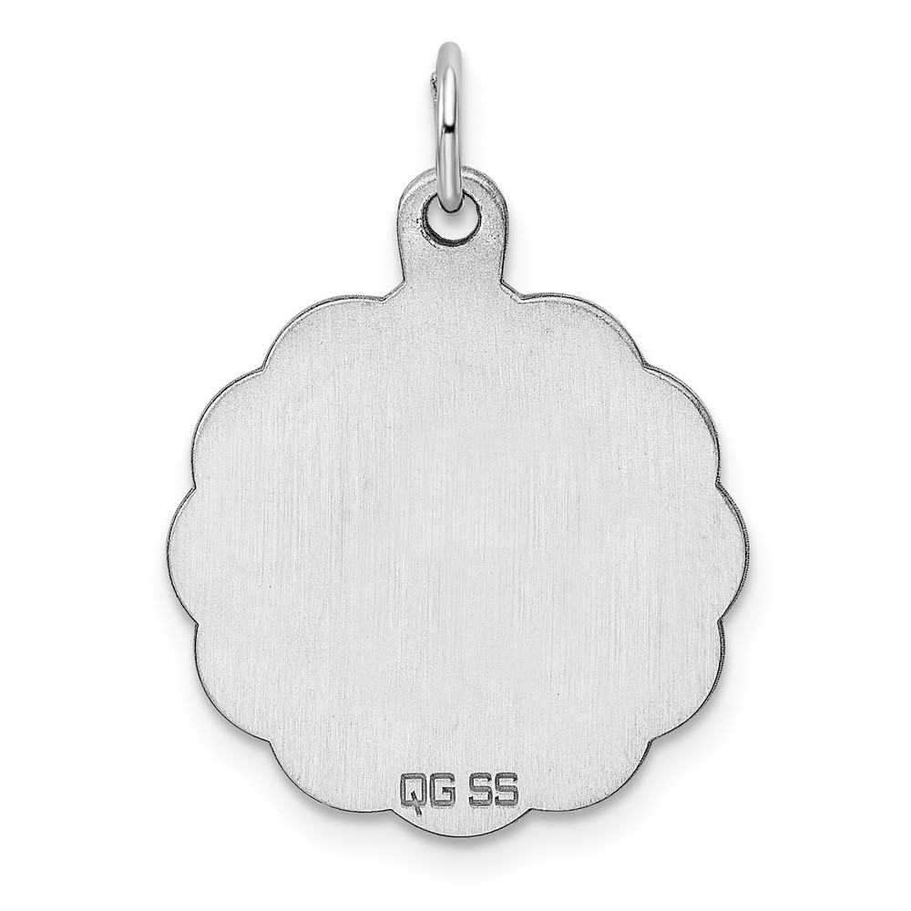 Sterling Silver Rh-plt Engraveable Polished Front/Satin Back Disc Charm (QM411/18)