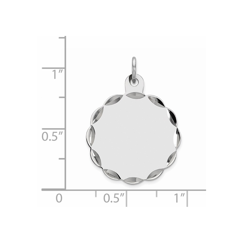Sterling Silver Rh-plt Engraveable Polished Front/Satin Back Disc Charm (QM411/18)