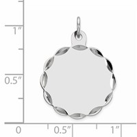 Sterling Silver Rh-plt Engraveable Polished Front Satin Back Disc Charm view 4