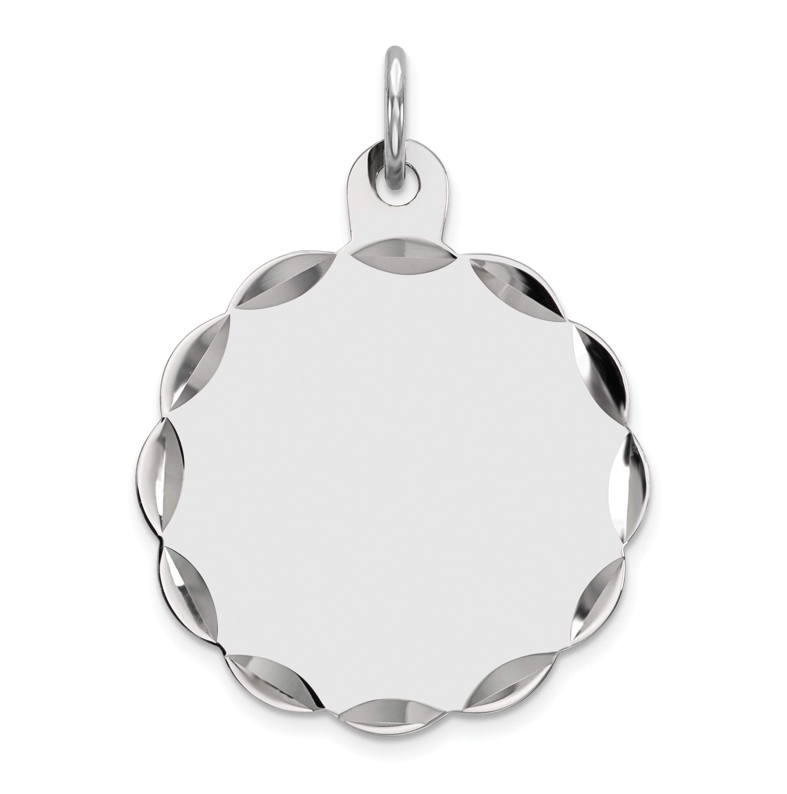 Sterling Silver Rh-plt Engraveable Polished Front/Satin Back Disc Charm (QM411/18)