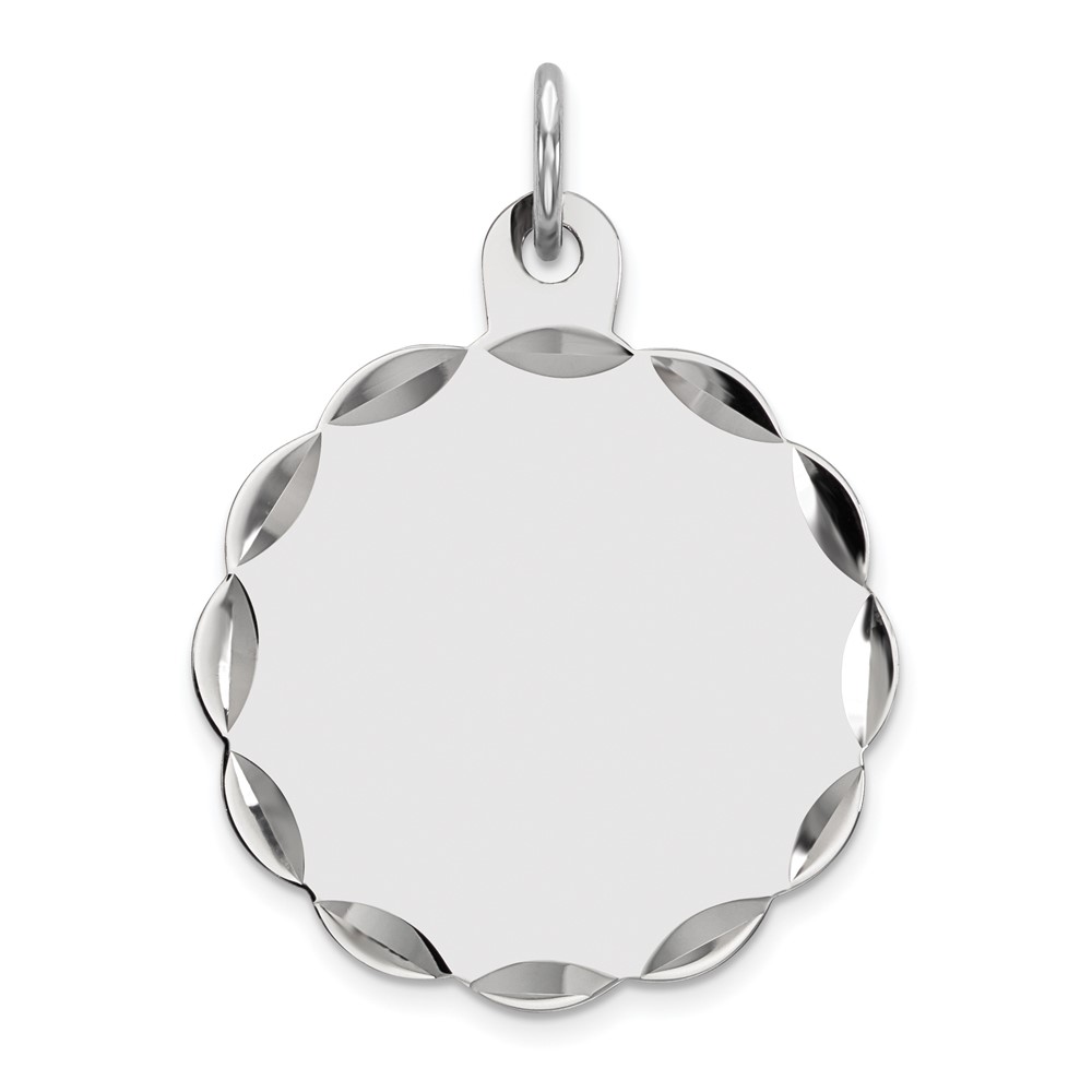 Sterling Silver Rh-plt Engraveable Polished Front/Satin Back Disc Charm (QM411/18)