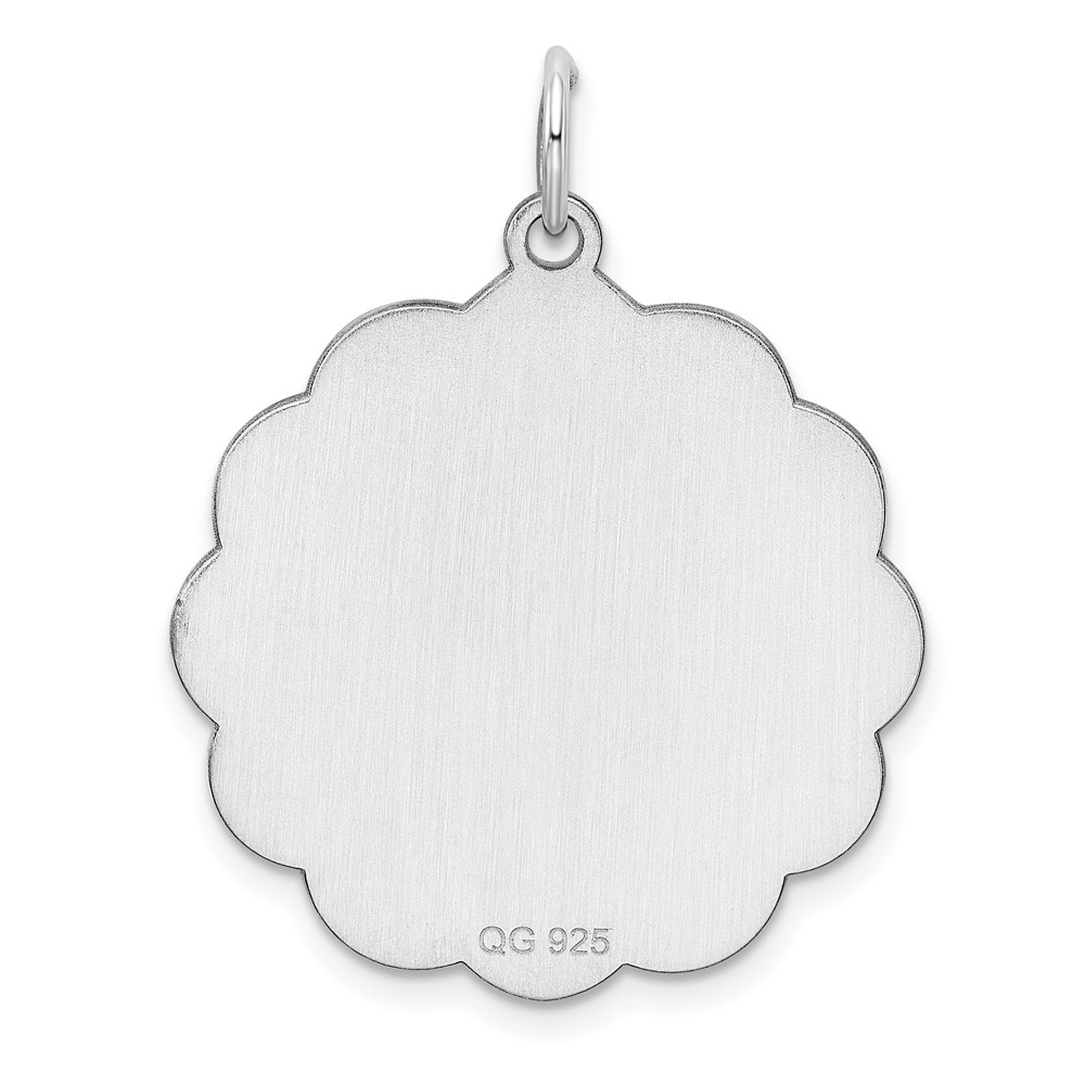 Sterling Silver Rh-plt Engraveable Polished Front/Satin Back Disc Charm (QM412/18)