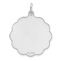 Sterling Silver Rh-plt Engraveable Polished Front Satin Back Disc Charm view 4