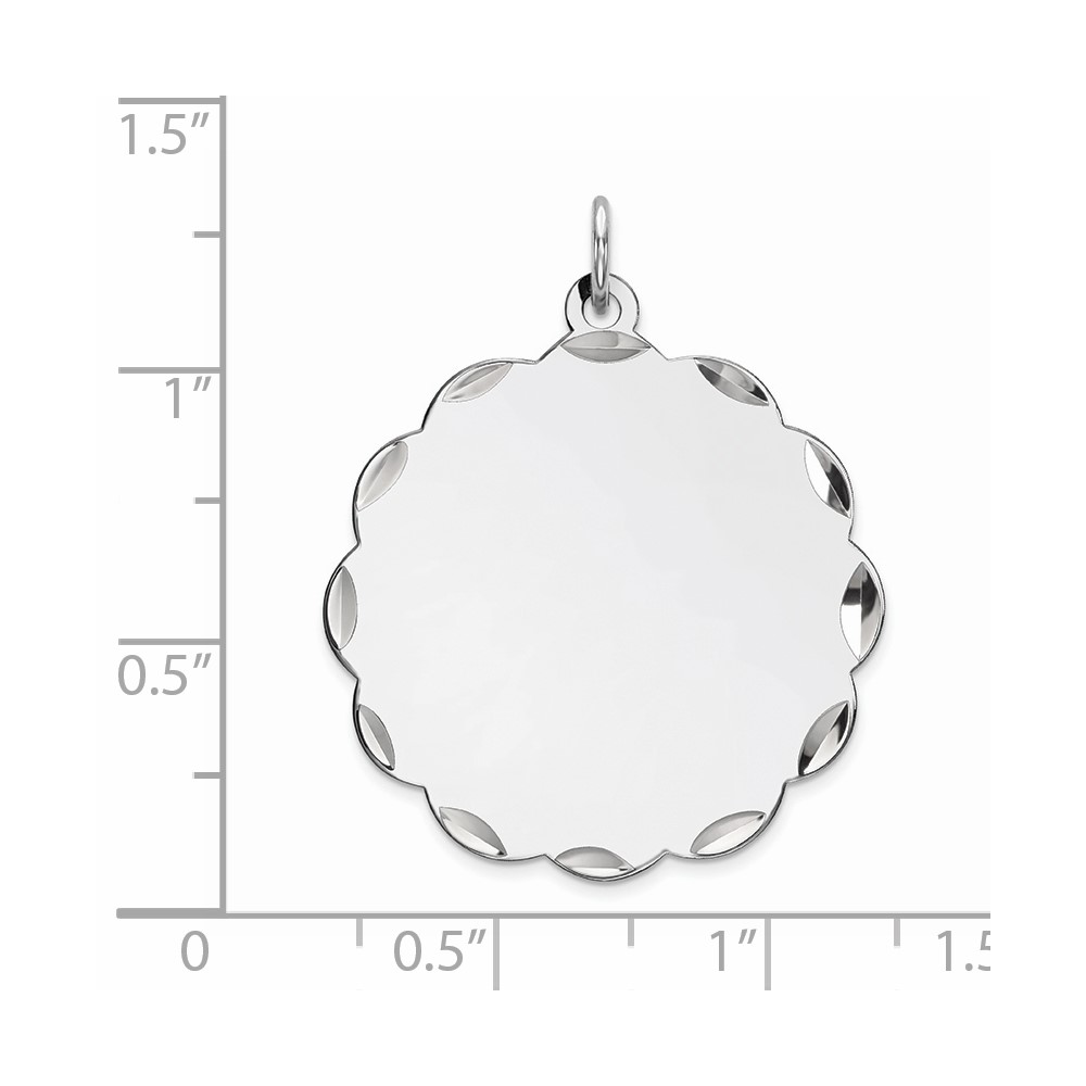 Sterling Silver Rh-plt Engraveable Polished Front/Satin Back Disc Charm (QM412/18)