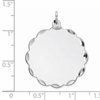 Sterling Silver Rh-plt Engraveable Polished Front Satin Back Disc Charm view 3