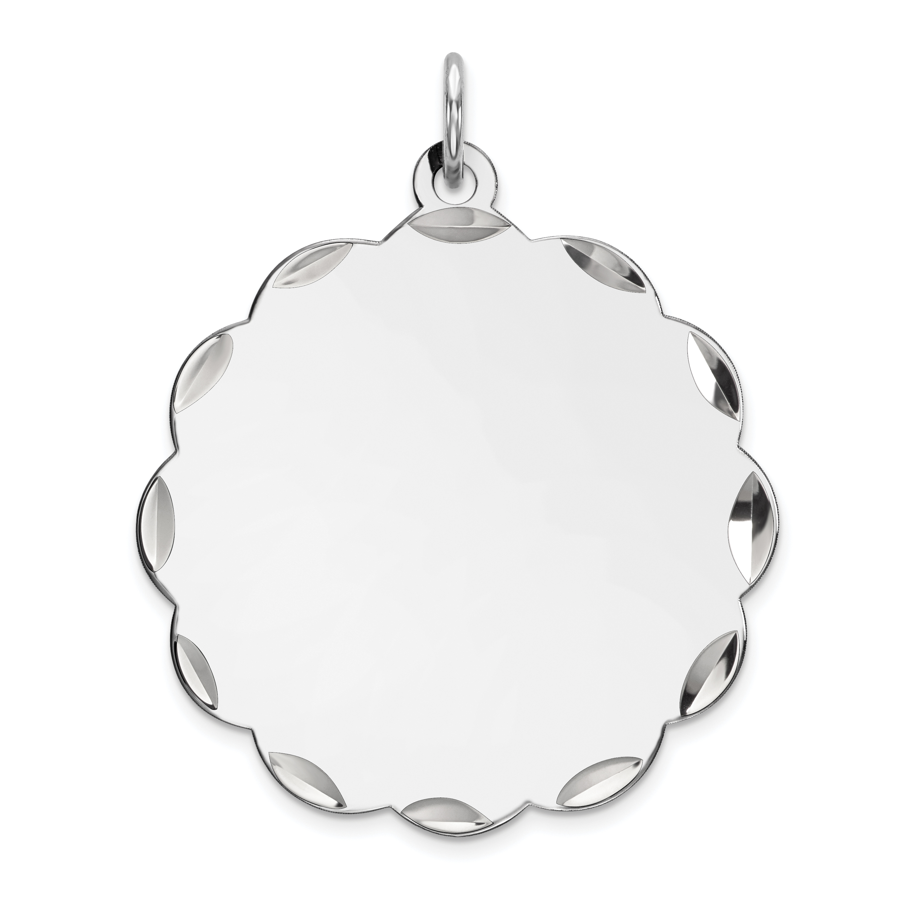 Sterling Silver Rh-plt Engraveable Polished Front/Satin Back Disc Charm (QM412/27)