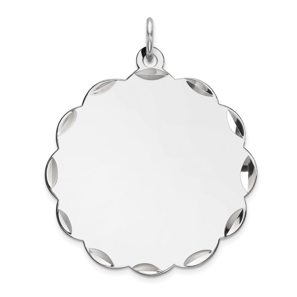 Sterling Silver Rh-plt Engraveable Polished Front/Satin Back Disc Charm (QM412/27)