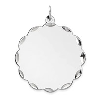Sterling Silver Rh-plt Engraveable Polished Front Satin Back Disc Charm view 1