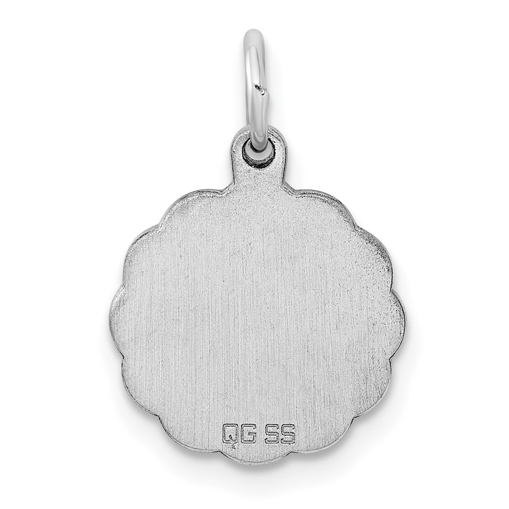 Sterling Silver Rh-plt Engraveable Polished Front/Satin Back Disc Charm (QM414/27)