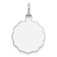 Sterling Silver Rh-plt Engraveable Polished Front Satin Back Disc Charm view 1