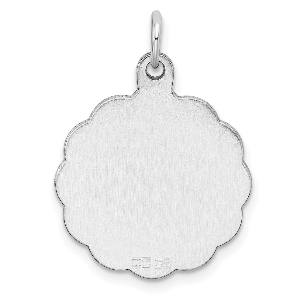 Sterling Silver Rh-plt Engraveable Polished Front/Satin Back Disc Charm (QM415/35)