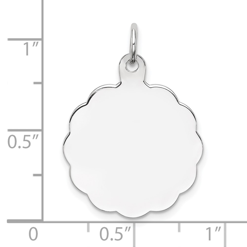 Sterling Silver Rh-plt Engraveable Polished Front/Satin Back Disc Charm (QM415/35)