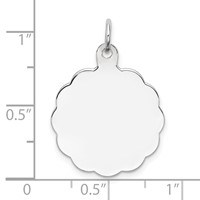 Sterling Silver Rh-plt Engraveable Polished Front Satin Back Disc Charm view 3