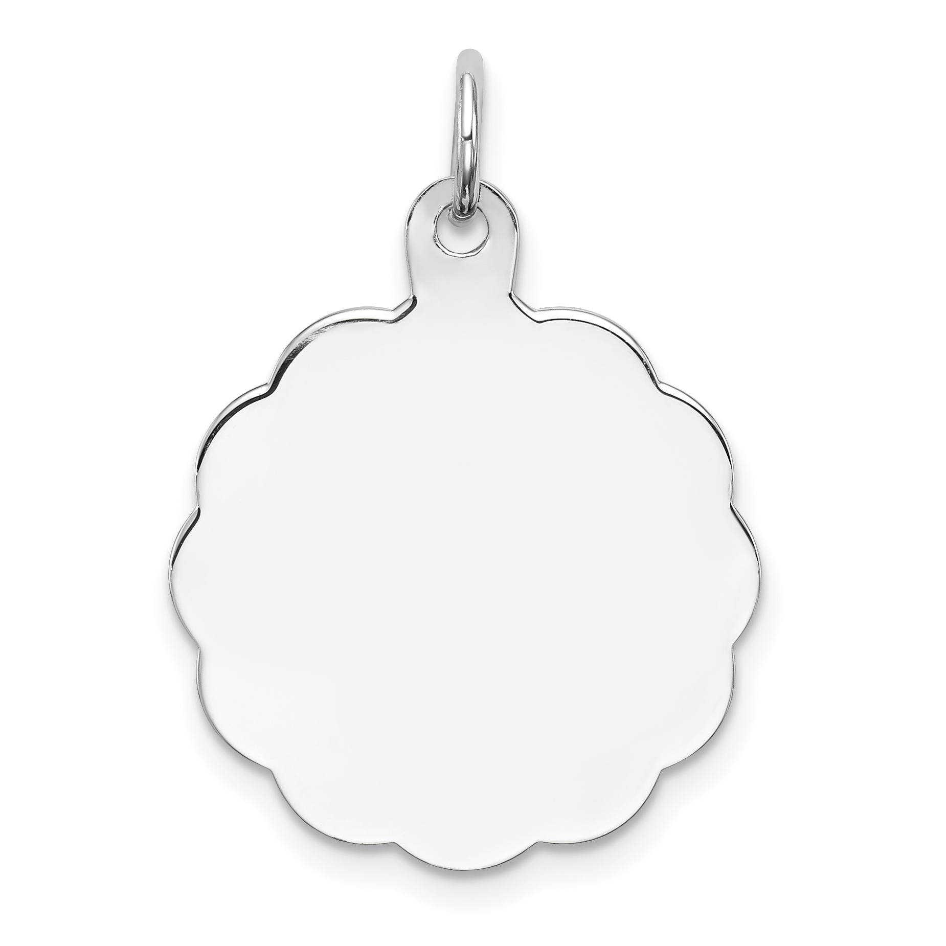 Sterling Silver Rh-plt Engraveable Polished Front/Satin Back Disc Charm (QM415/35)