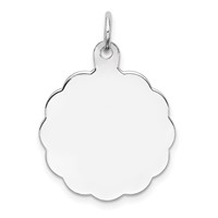 Sterling Silver Rh-plt Engraveable Polished Front Satin Back Disc Charm view 1