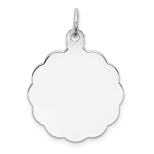 Sterling Silver Rh-plt Engraveable Polished Front/Satin Back Disc Charm