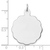 Sterling Silver Rh-plt Engraveable Polished Front Back Disc Charm view 3