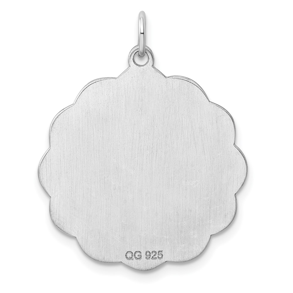Sterling Silver Rh-plt Engraveable Polished Front/Satin Back Disc Charm (QM417/35)