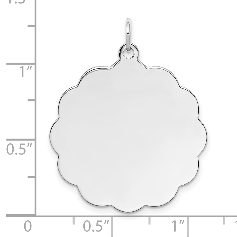Sterling Silver Rh-plt Engraveable Polished Front/Satin Back Disc Charm (QM417/35)