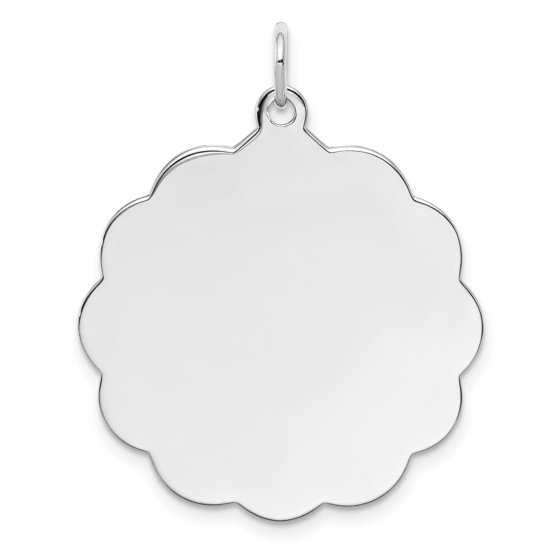 Sterling Silver Rh-plt Engraveable Polished Front/Satin Back Disc Charm (QM417/27)