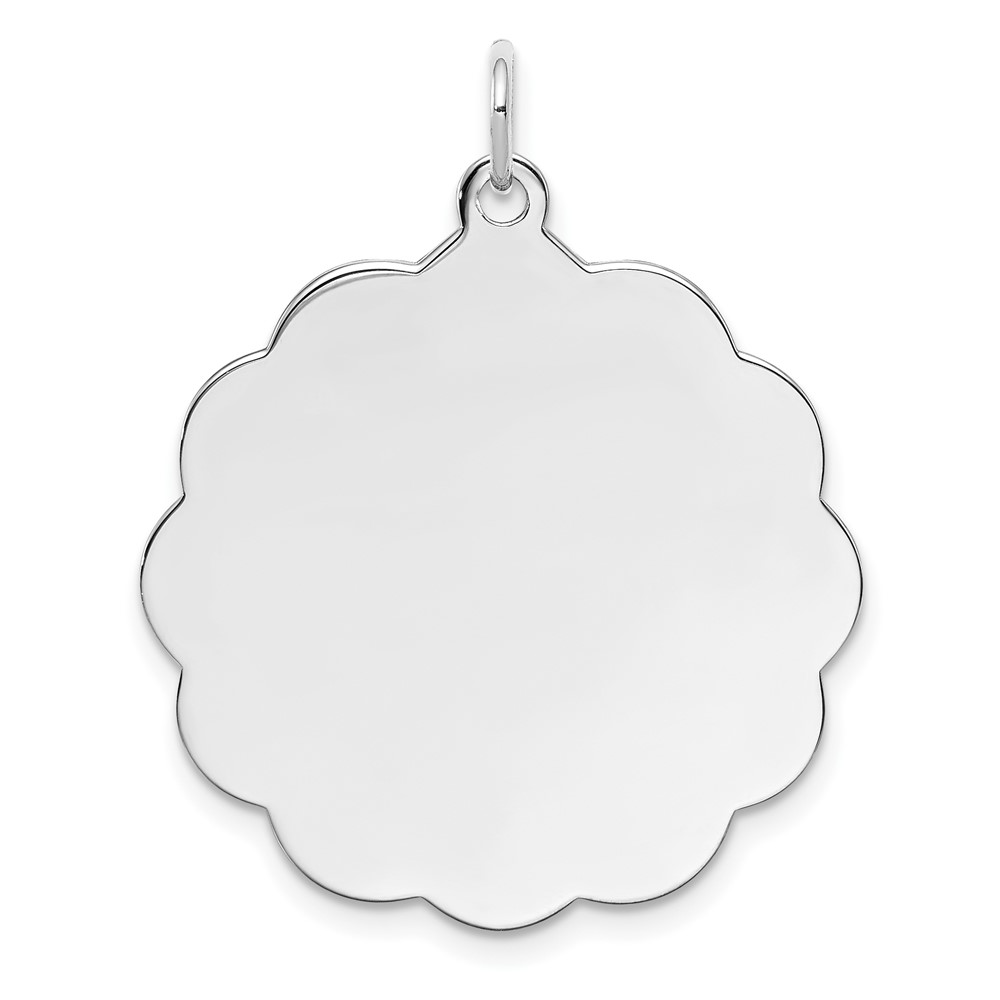 Sterling Silver Rh-plt Engraveable Polished Front/Satin Back Disc Charm (QM417/27)