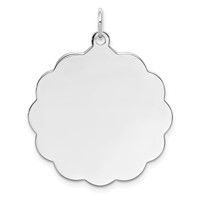 Sterling Silver Rh-plt Engraveable Polished Front Satin Back Disc Charm view 1