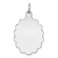 Sterling Silver Rh-plt Engraveable Polished Front Satin Back Disc Charm view 1