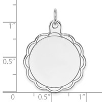 Sterling Silver Rh-plt Engraveable Polished Front Satin Back Disc Charm view 3