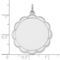 Sterling Silver Rh-plt Engraveable Polished Front Satin Back Disc Charm view 3
