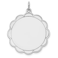 Sterling Silver Rh-plt Engraveable Polished Front Satin Back Disc Charm view 1