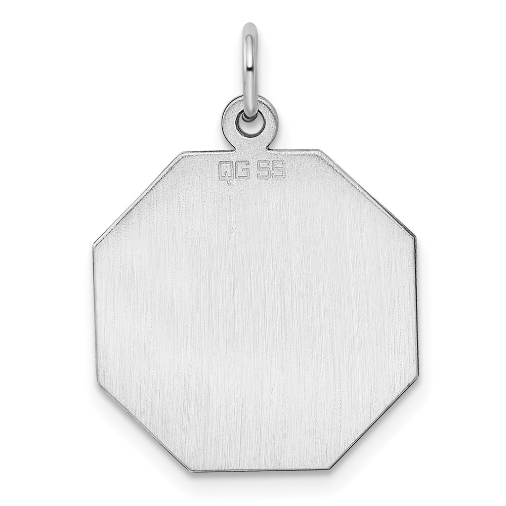 SS Rh-plt Engraveable Octagon Polished Front/Satin Back Disc Charm (QM425/27)