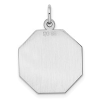 SS Rh-plt Engraveable Octagon Polished Front Satin Back Disc Charm view 4