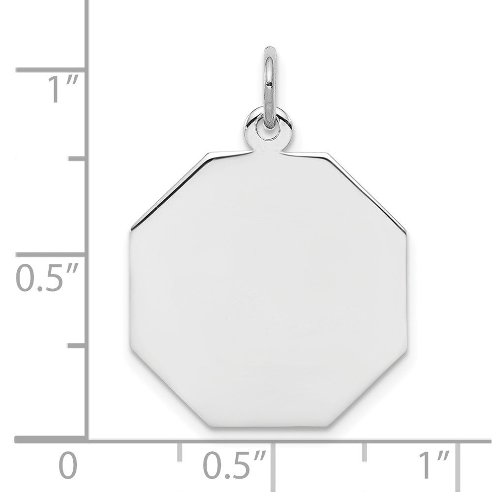 SS Rh-plt Engraveable Octagon Polished Front/Satin Back Disc Charm (QM425/27)