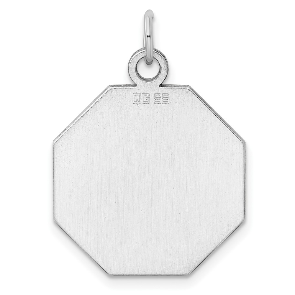 SS Rh-plt Engraveable Octagon Polished Front/Satin Back Disc Charm (QM426/35)