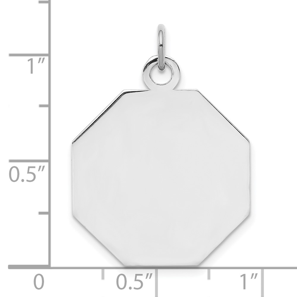 SS Rh-plt Engraveable Octagon Polished Front/Satin Back Disc Charm (QM426/35)