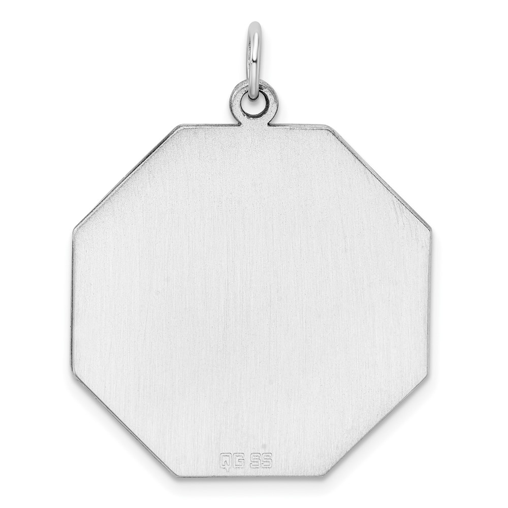 SS Rh-plt Engraveable Octagon Polished Front/Satin Back Disc Charm (QM427/35)