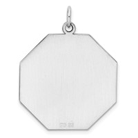 SS Rh-plt Engraveable Octagon Polished Front Satin Back Disc Charm view 4