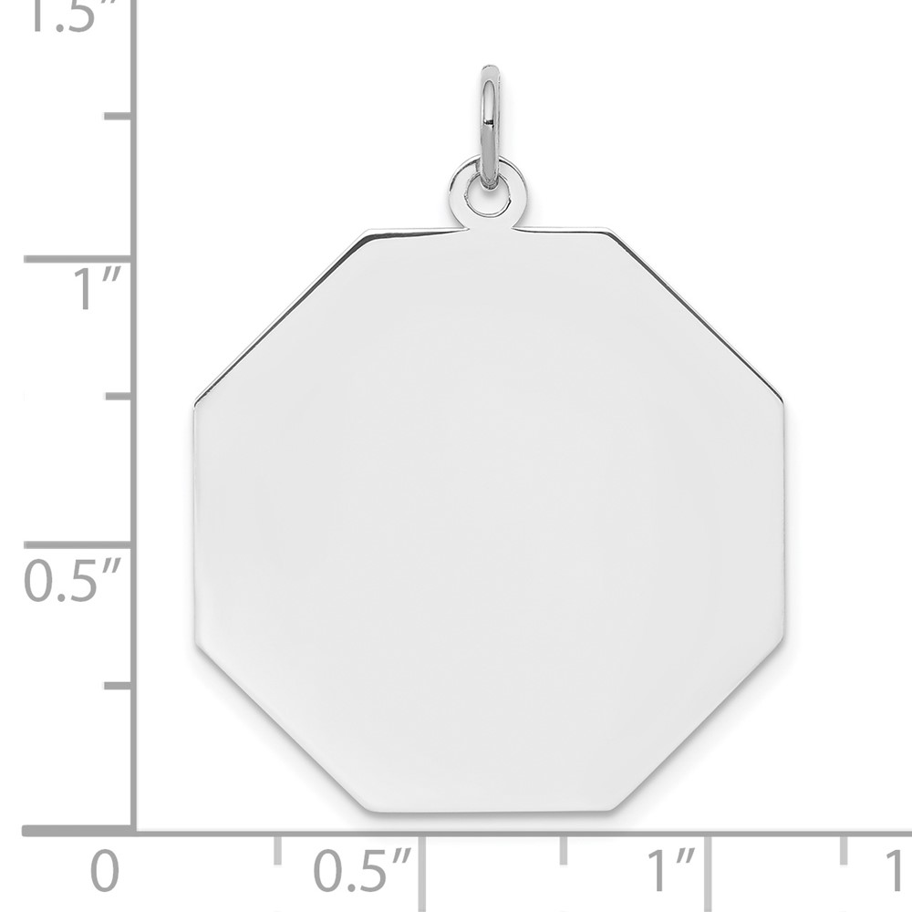 SS Rh-plt Engraveable Octagon Polished Front/Satin Back Disc Charm (QM427/35)