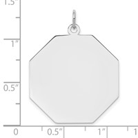 SS Rh-plt Engraveable Octagon Polished Front Satin Back Disc Charm view 3