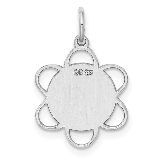 Sterling Silver Rh-plt Engravable Polished Front/Satin Back Disc Charm