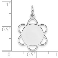 Sterling Silver Rh-plt Engravable Polished Front Satin Back Disc Charm view 3
