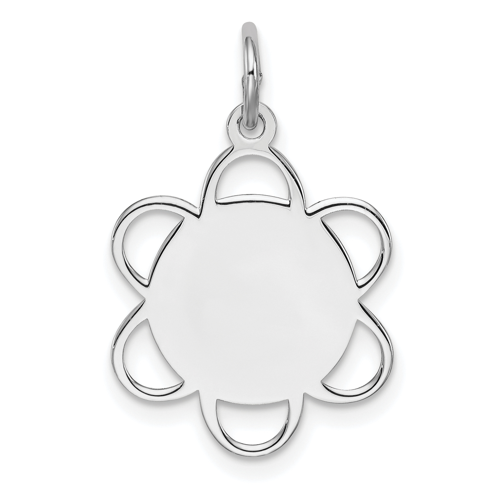 Sterling Silver Rh-plt Engravable Polished Front/Satin Back Disc Charm (QM429/27)