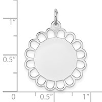 Sterling Silver Rh-plt Engraveable Polished Front Satin Back Disc Charm view 3