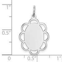 Sterling Silver Rh-plt Engraveable Polished Front Satin Back Disc Charm view 3