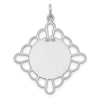 Sterling Silver Rh-plt Engraveable Polished Front Satin Back Disc Charm view 4
