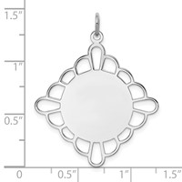 Sterling Silver Rh-plt Engraveable Polished Front Satin Back Disc Charm view 3